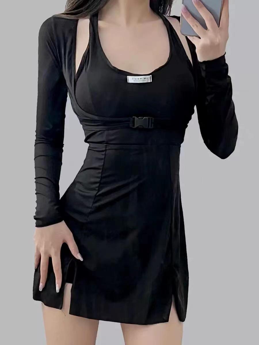 

2024 Шикарный купальник в японском и корейском стиле - Женский комплект из трех частей XXL чёрный