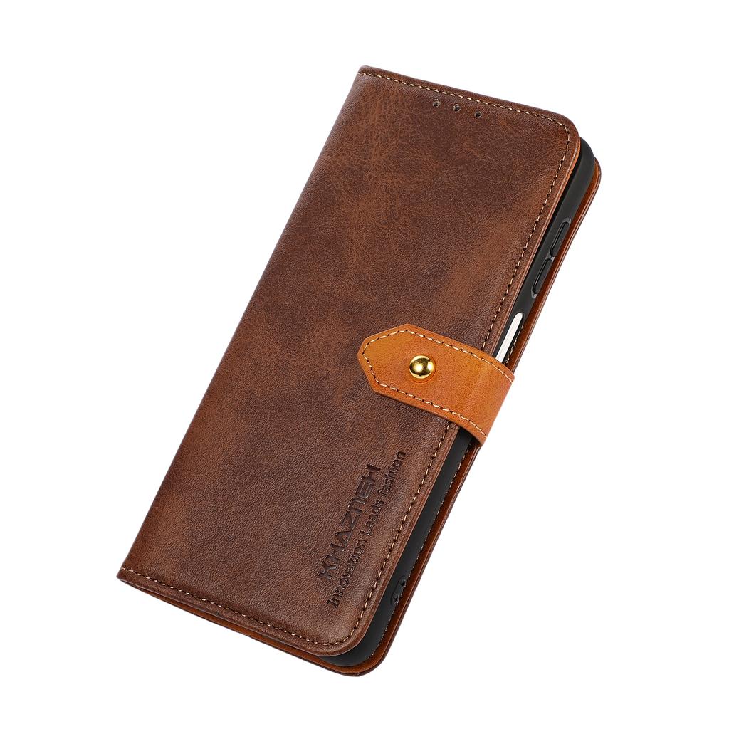 KHAZNEH For Honor X9a 5G/X40 5G/Magic5 Lite 5G Gold Button PU Leather Cowhide Texture Phone Stand Case Wallet Cover