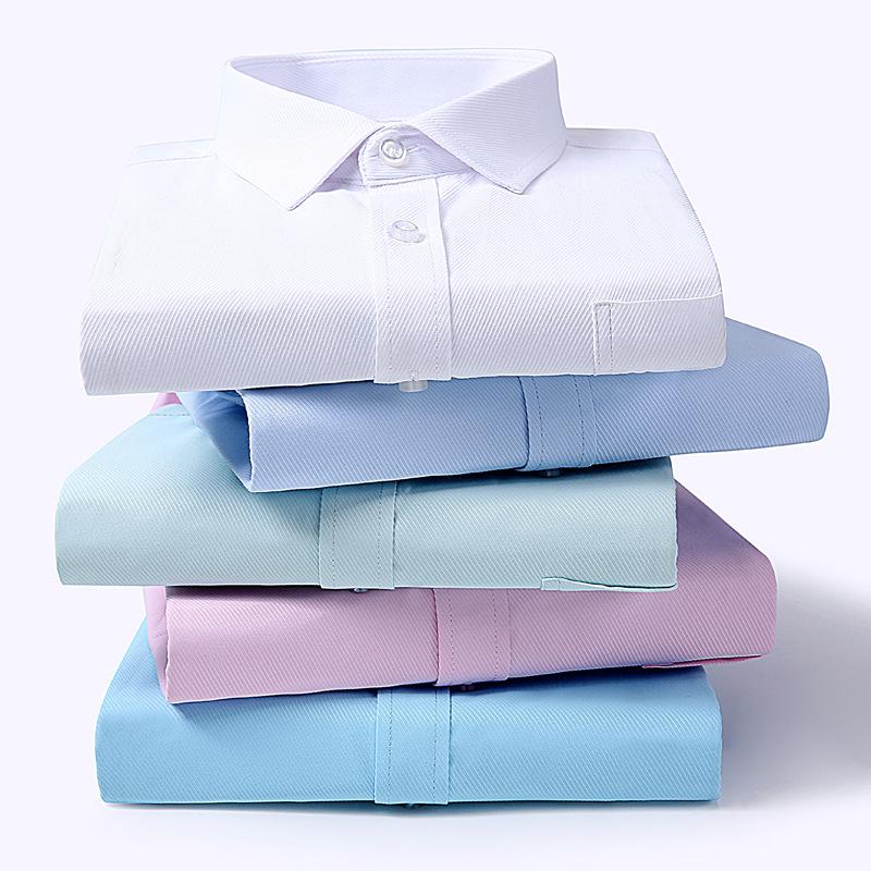 4XL Classic Stripes Solid Color Work Blue Black Plain White Shirt for Men Short Sleeve Shirts for Men 3XL Business Office Pocket