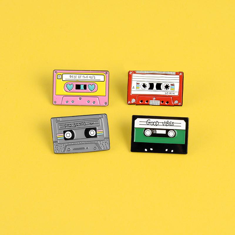 90's Music Tape Enamel Pin Vintage Nostalgic Best Song Brooches for Bag Clothes Lapel Pin Old-school Badge Jewelry Gift Friends