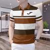 202 men's Korean version printed POLO shirt short-sleeved business lapel POLO shirt casual striped POLO shirt short-sleeved top