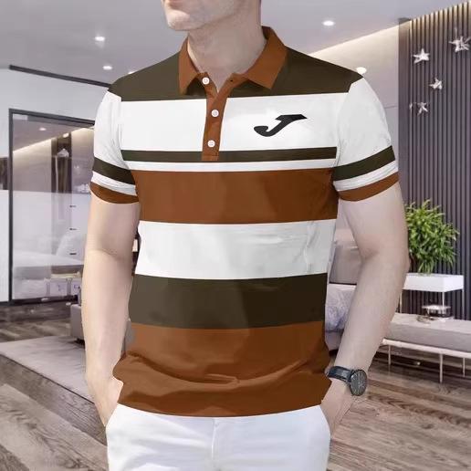 202 men's Korean version printed POLO shirt short-sleeved business lapel POLO shirt casual striped POLO shirt short-sleeved top