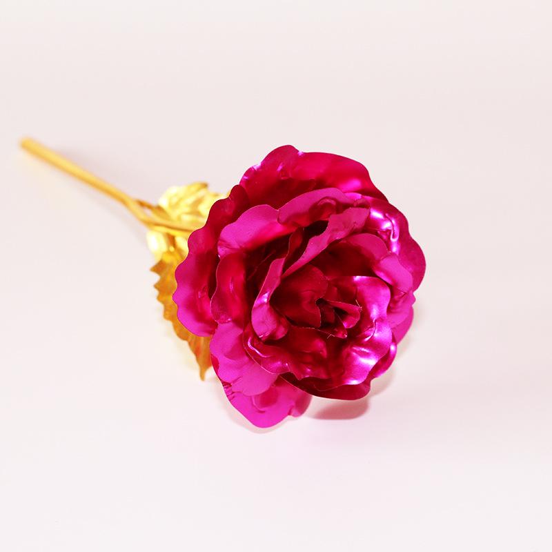 24K Blattgold Rose Blume Kreatives Geschenk Simulierte Blume Valentinstagsgeschenk Einzelne Vergoldete Rose Bouquet Box Heimdeko