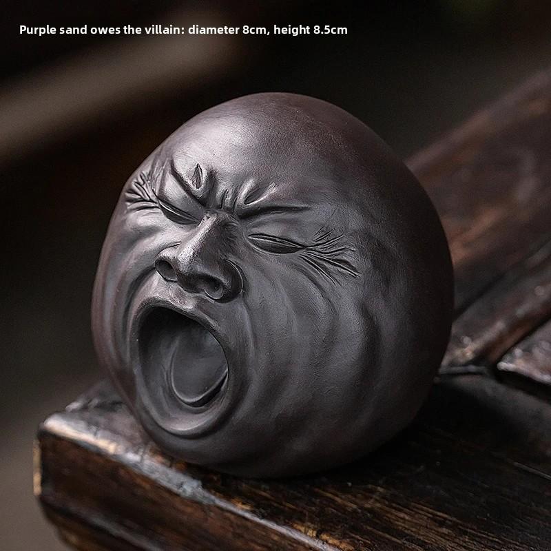 

Handmade Purple Clay Tea Pet Creative Facial Expression Tea Pet Tearoom Tea Table Desktop Decoration Suitable Teas Ceremony Gift