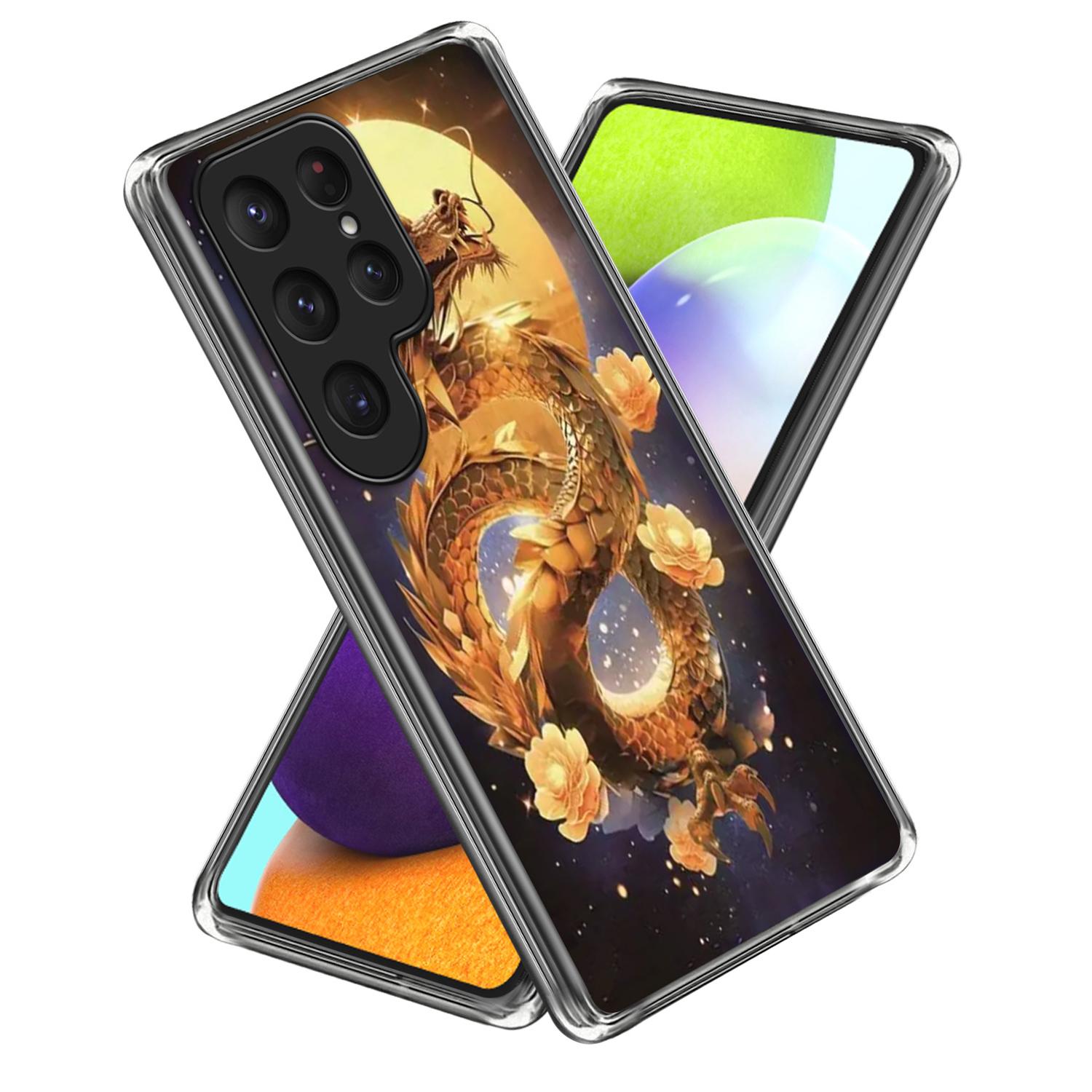 

Для Samsung Galaxy S25 Ultra Чохол з IMD-друком, Ударостійкий чохол для телефону з ТПУ Golden Dragon