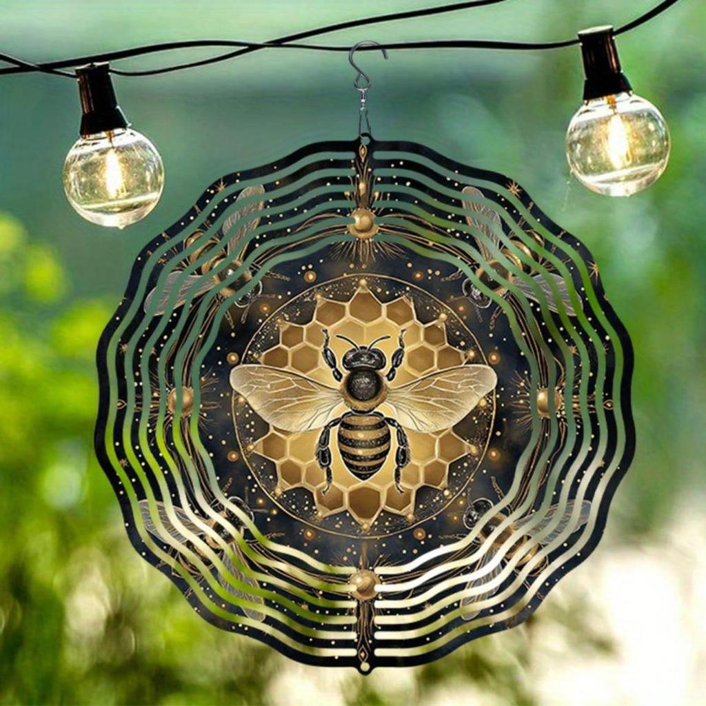Brave & Beautiful Bee-Themed Wind Chime - Weatherproof 3D Kinetic Art for Garden, Patio, or Outdoor Decor with 360° Rotating Hook - Unique