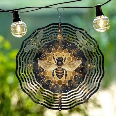 Brave & Beautiful Bee-Themed Wind Chime - Weatherproof 2D Kinetic Art for Garden, Patio, or Outdoor Decor with 360° Rotating Hook - Unique