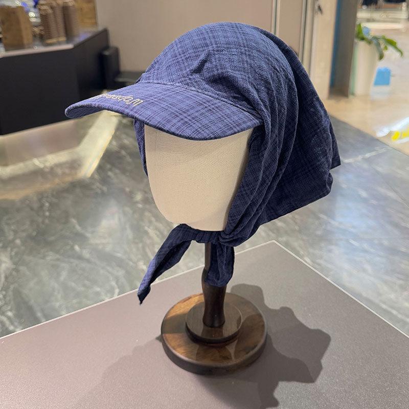 New American plaid headscarf hat children spring and summer casual versatile triangle towel peaked cap sun hat