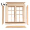 Dollhouse Chair Pane Realistic Double Opening 16 Grids Openable Smooth Surface Vase Decorative Unpainted 1:12 DIY Miniature Door Window Scene