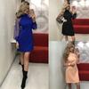 SCIONE Dress Pearl Mesh Lantern Sleeve Dress Women Solid Dresses Autumn Ladies Elegant Party Dress Clothing