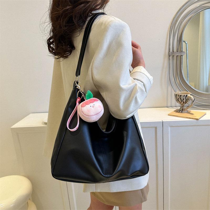 Atmospheric commuting solid color simple texture shoulder messenger bag 2025 spring and summer new foreign style tote bag fashionable women
