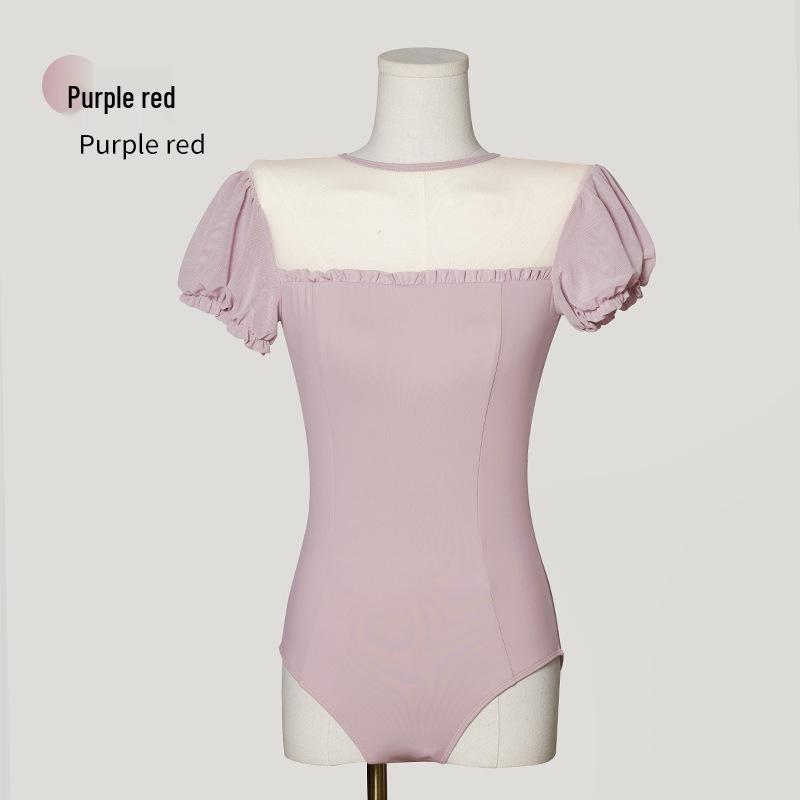 Adult Puff Sleeve Ballet & Gymnastics Body Shaping Suit - Short Sleeve Dancewear for Practice & Exams