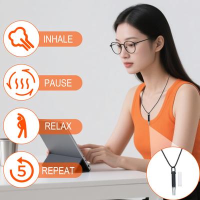 Mindfulness Breathing Necklace Stainless Steel Anxiety Breathe Necklace for Women Men Meditation Tuning Whistle Necklace for Stress Relief