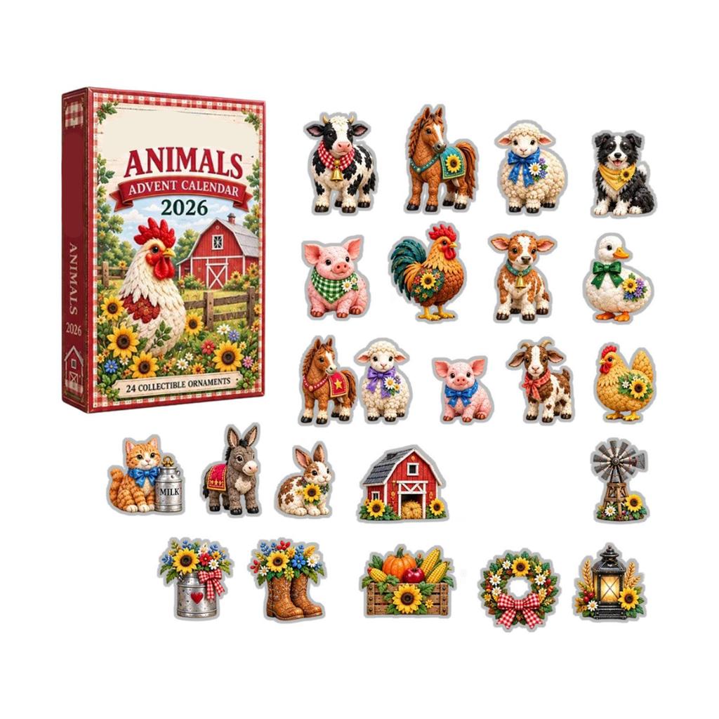 Christmas Sunflower Hen Advent Countdown Calendar with 2D Hanging Ornament