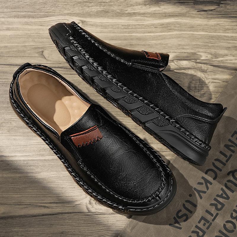 Fashion Men Shoes Outdoor Walking Loafers Men's Leather Slip-on Flats High-quality New Arrival Casual Shoes British Style Driving Shoes