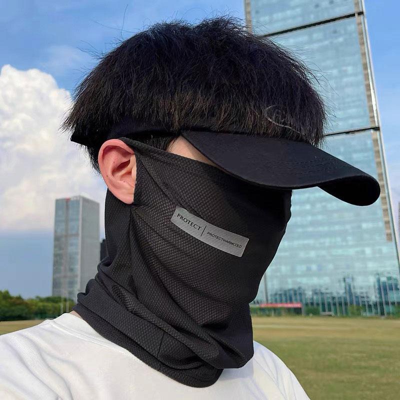 2Pcs Set Sun Protection Face Mask Cooling Soft Neck Gaiter for Men and Women Neckerchief for Outdoor Hiking Cycling Running