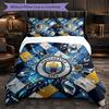 Manchester City Mønster 3-delt Sengetøysett Mykt Mikrofiber Dynetrekk med Putevar for Soverom