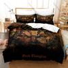Nile Band Themed Duvet Cover + 2 Pillowcases, Ancient Egyptian Mythology Graphic Bedding Set Home Dorm Decoration for Rock Music