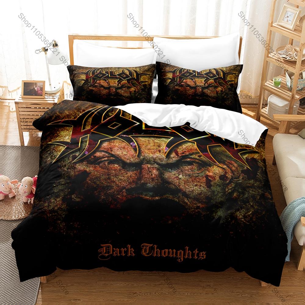 Nile Band Themed Duvet Cover + 2 Pillowcases, Ancient Egyptian Mythology Graphic Bedding Set Home Dorm Decoration for Rock Music