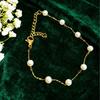 European & American Gypsophila Pearl 5mm Stainless Steel Bracelet - Luxurious Women's K-Plated Design