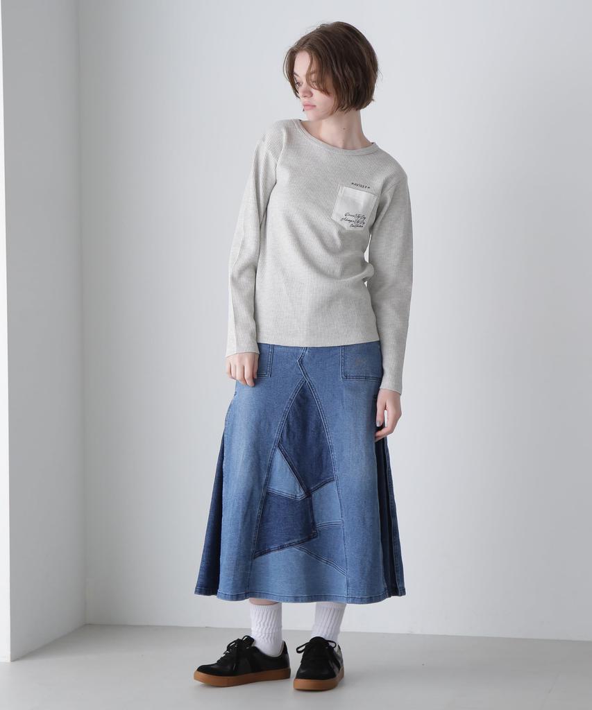 Avirex LS Color Stitch Embroidered Waffle Size T-Shirt, Women's, Small, 446, Oatmeal, 783-4230604