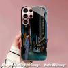2DFlat Samsung electroplated tempered glass phone case,Neon City Night SceneSuitable for Galaxy S26 S23 S24FE S25ULTRA S22 S21