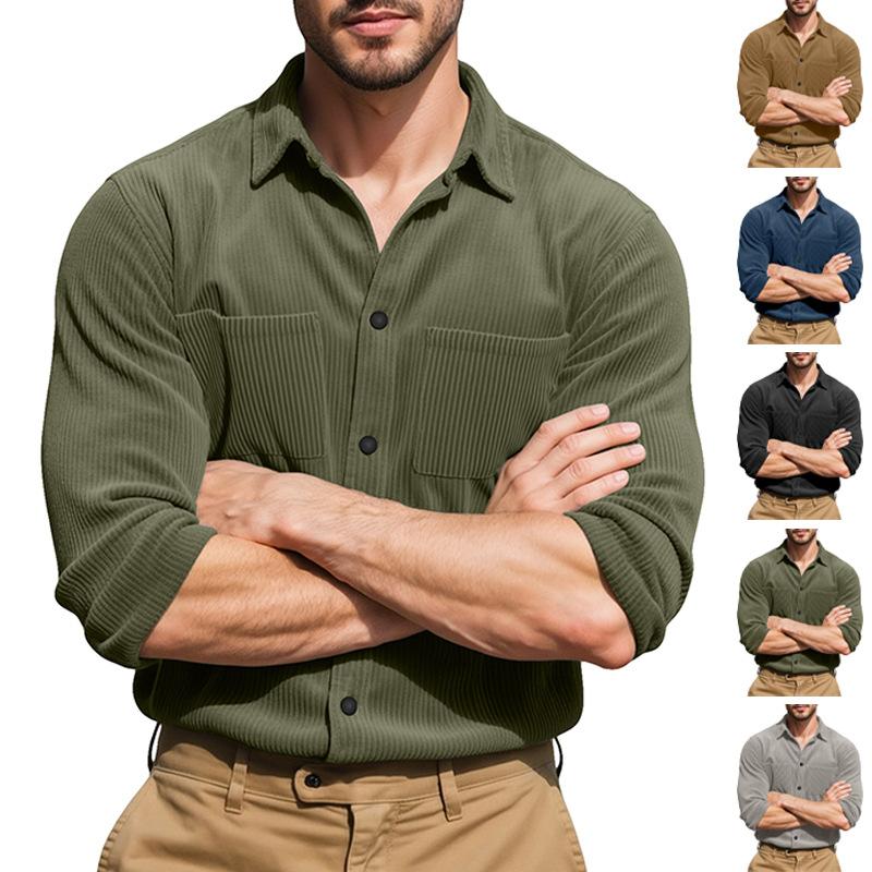 Autumn Corduroy Button-down Work Shirt Casual Loose Men's Cardigan Jacket