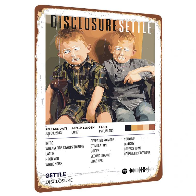

Custom Disclosure Settle Album Cover Metal Tin Sign Music Art Decor Wall Hanging for Living Room Bedroom Bar 20x30cm（7.8x11.8inch）