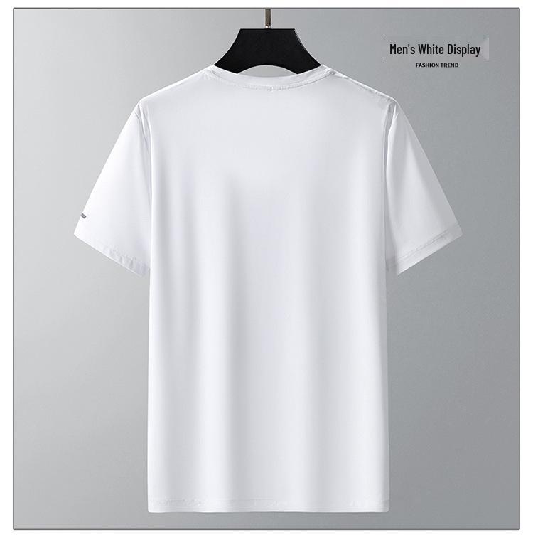 Men's Summer Ice Silk Quick-Dry Mesh T-Shirt - Breathable, Lightweight, Short Sleeve Trendy Base Layer In White.
