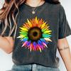 Rainbow Sunflower T-shirt: Retro Pride Month Tee