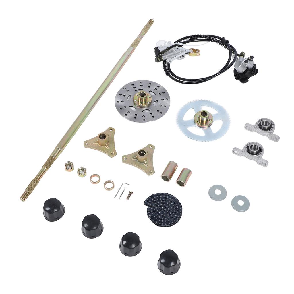 Sada zadní nápravy pro motokáru 29 palců, pastorek, řetěz, brzdový kotouč, třmen, náboje kol