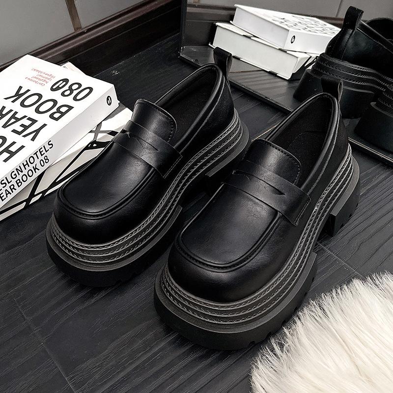 Retro versatile platform small leather shoes women's 2025 new spring and autumn one-pedal British style loafer shoes jk with skirt