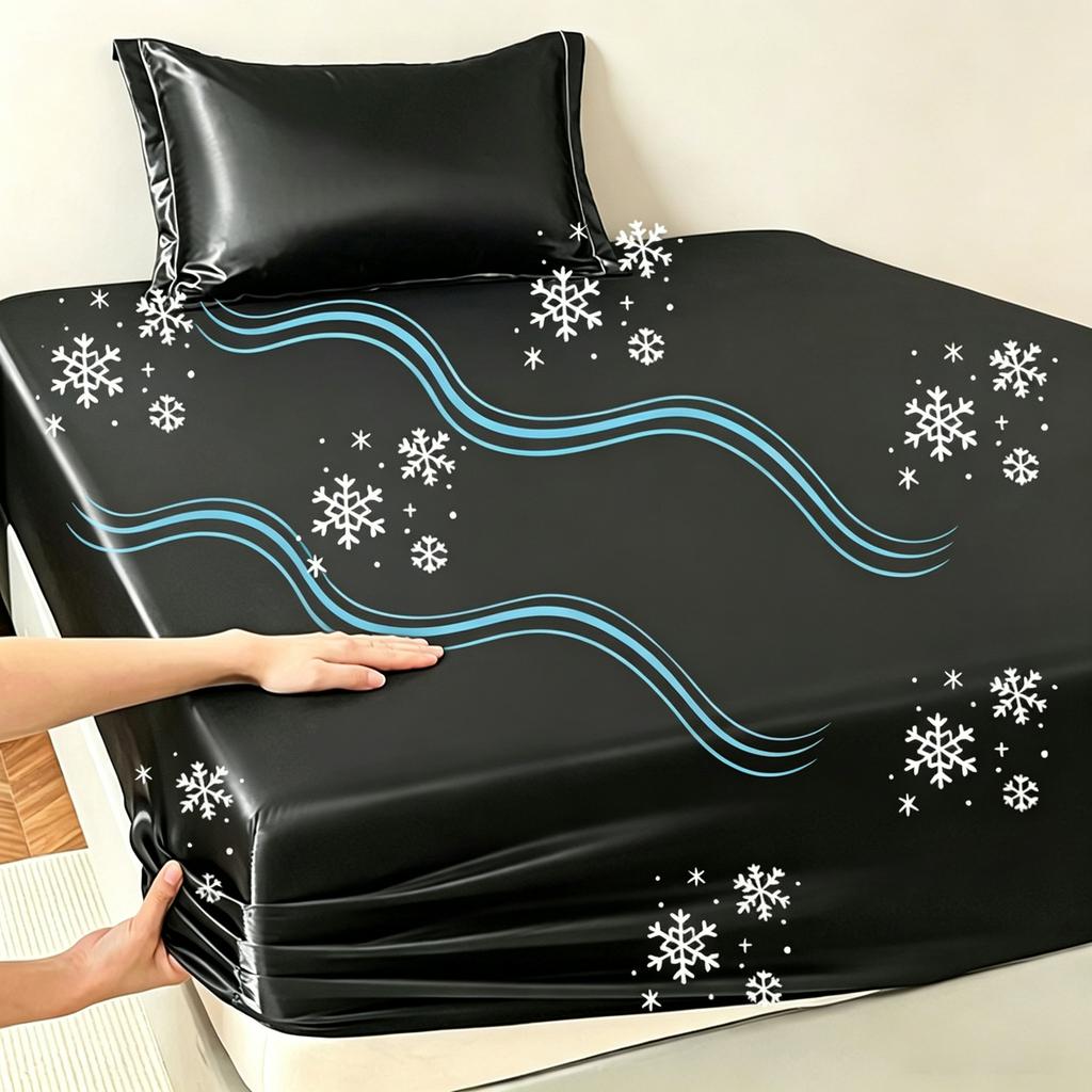Cooling Bed Sheet for Hot Sleepers, Summer Breathable Mattress Protector with 360° Elastic - Cooling Fabric, Anti-Wrinkle Fade & Shrink