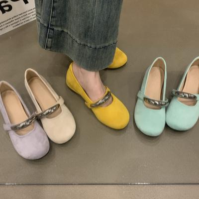 Inner Height Increase French Mary Jane Shoes 2025 New Niche Design Metal Round Head Flat Shoes Evening Single Shoes