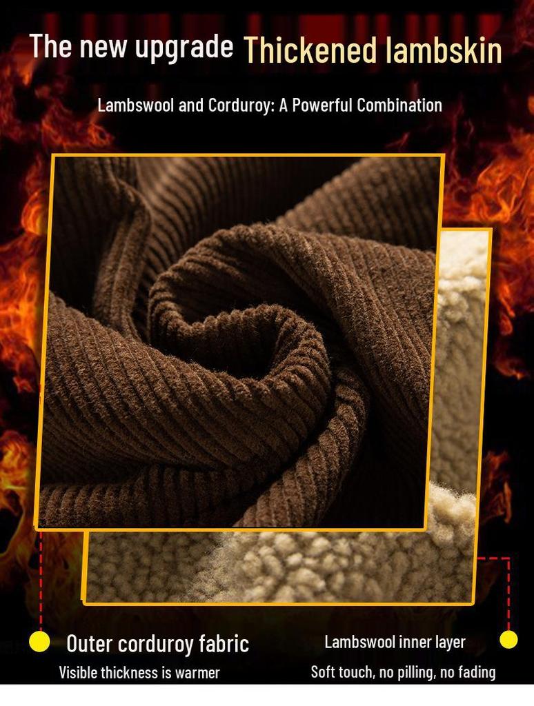 Retro Multi-Pocket Men's Corduroy Jacket with Velvet Lining