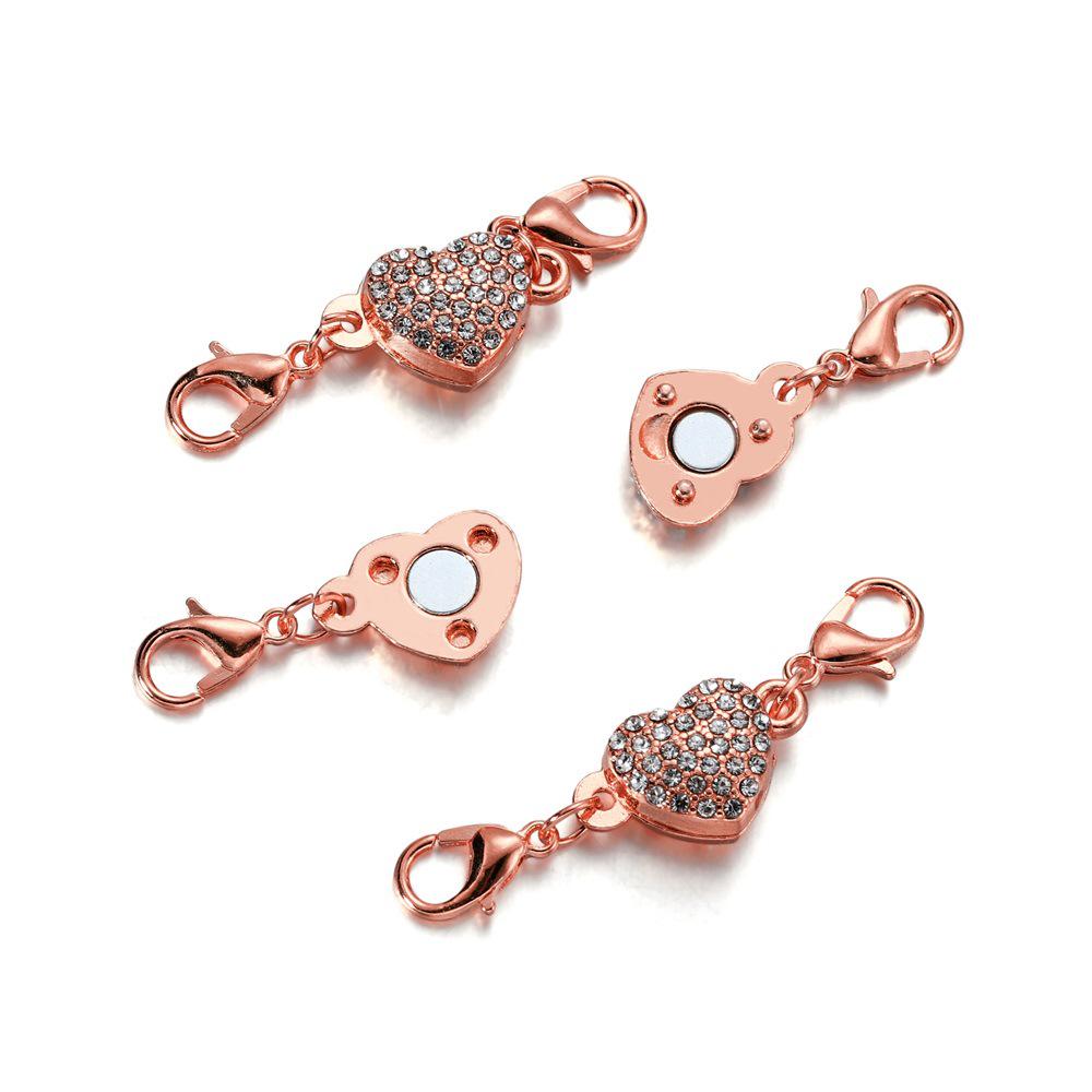 

Набор украшений «Сделай сам» с магнитной застежкой в форме персикового сердца со стразами: Ожерелье, Браслет, Аксессуары с застежкой-лобстером 11*18mm (1 set)