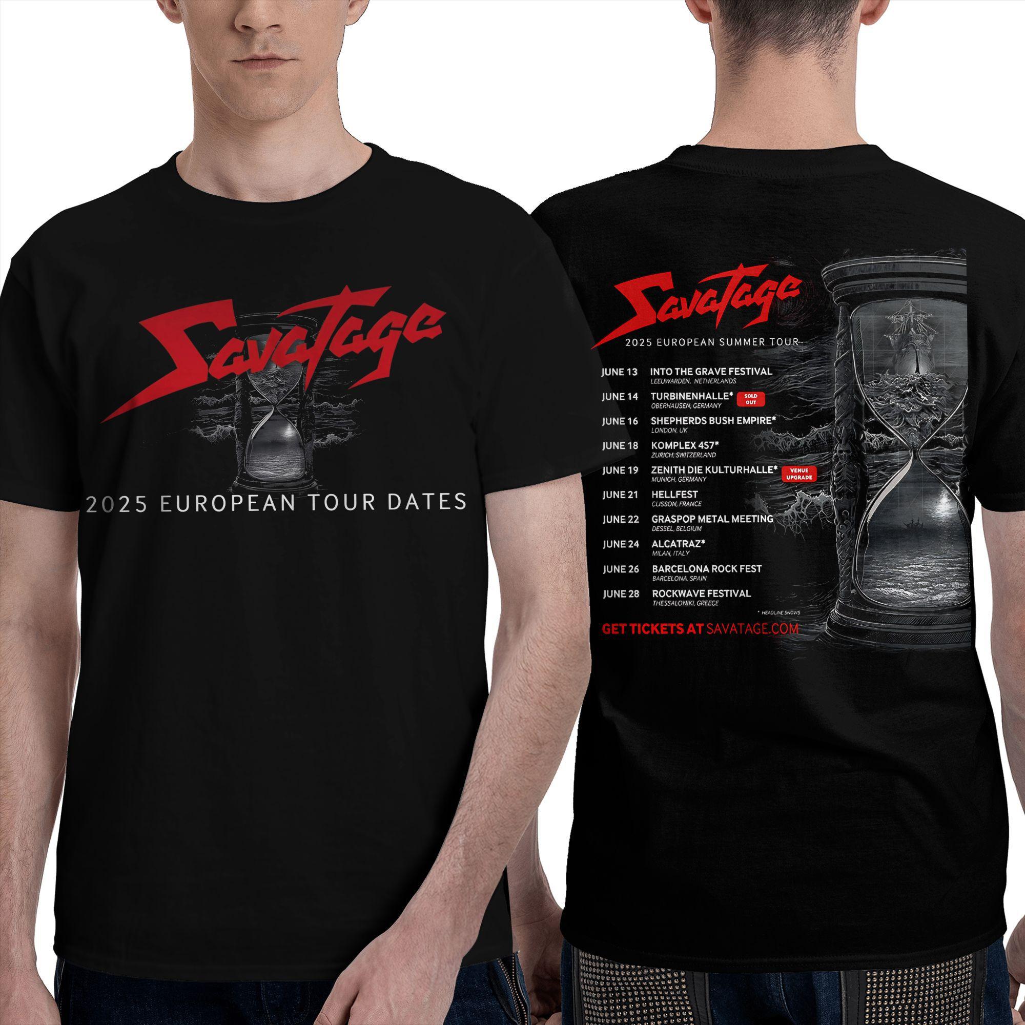 

Savatage Band European Tour 2025 Merch Shirt Men Women Fashion Pure Cotton Graphic Printed Tee Shirts S