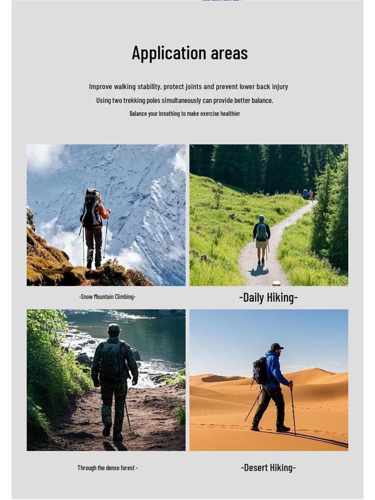 Ultra-Light Shock-Absorbing Aluminum Trekking Poles - Four-Section Telescopic Hiking Gear