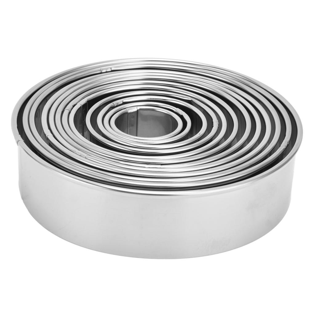 12pcs Portable Round Cookie Molds Mousse Cake Ring Mould Stainless Steel Baking Accessories