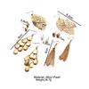 6 Pairs Bohemia Style Golden Jewelry Set Vintage Leaves Long Tassel Stud Earrings Set for Women