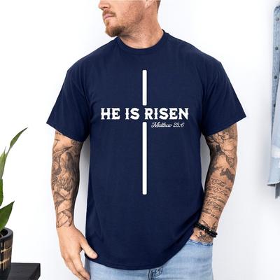 He Is Risen Cross Jesus Happy Easter Christian Reto TShirt Unisex T-Shirt