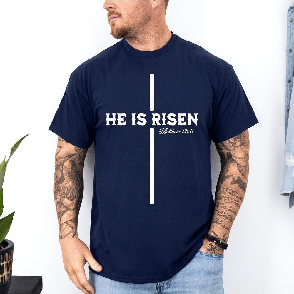 He is Risen Cross Jesus Happy Easter Christian Reto TShirt Unisex T-Shirt XXXXL