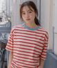 Sayu Striped Biscuit Short Sleeve Tee Red