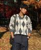 Maglia Argyle a V CUZNELLO Blend_Carbone