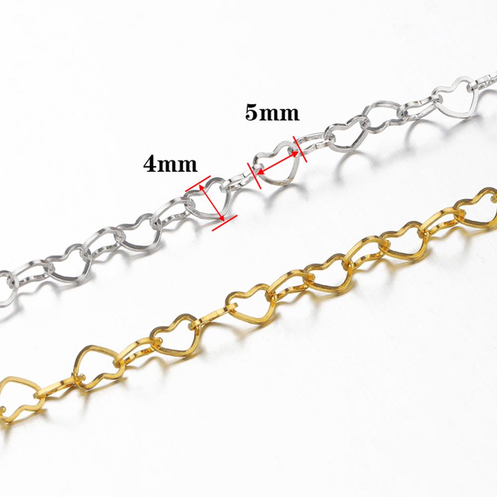 1Meter Punk Black Color Stainless Steel Love Heart Link Chains for Party Jewelry Making DIY Bracelet Choker Necklace Components