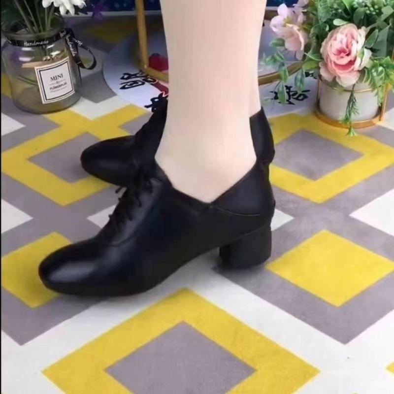 Thick-heeled Single Shoes, Women's Soft Leather, Spring Fashion, All-match Small Leather Shoes, Mid-heel, Deep-mouthed Women's Shoes, Mother Shoes