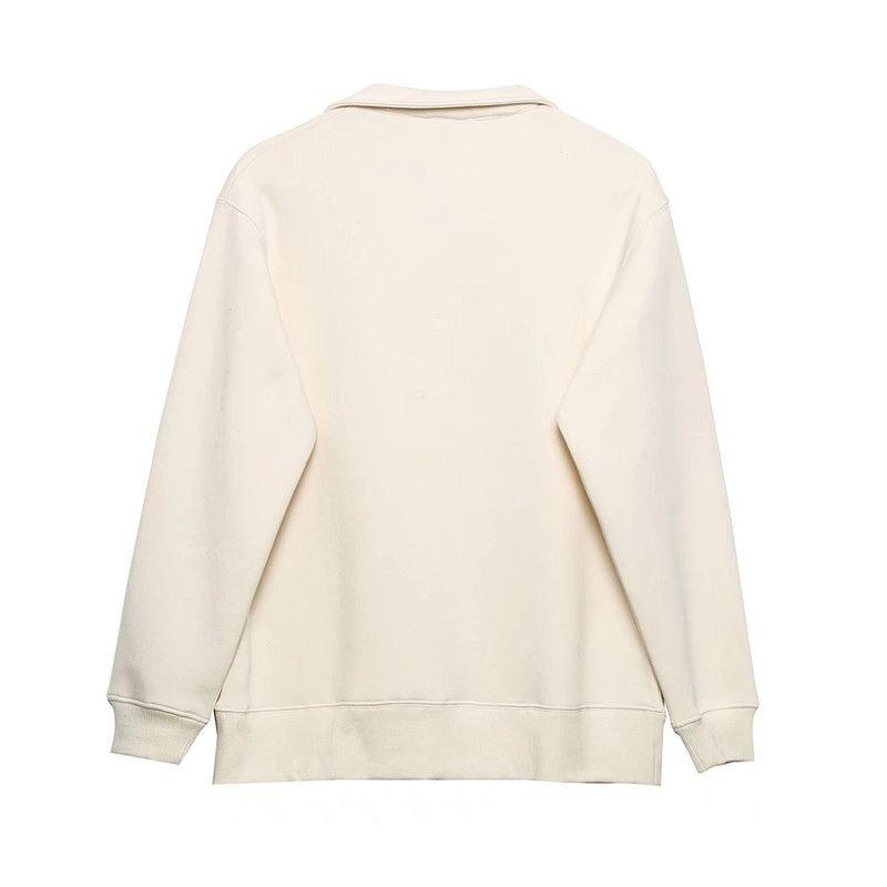 Cotton Printed Polo Sweater Jogger Pants Two-Piece Set