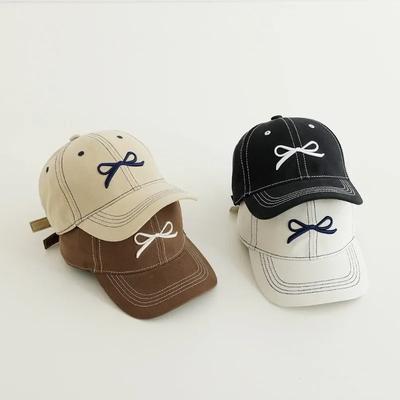Fashion Children's Girl Baseball Cap Cute Simplicity Bow School Sunshade Hat for Kids Spring Summer Fashion Peak Cap