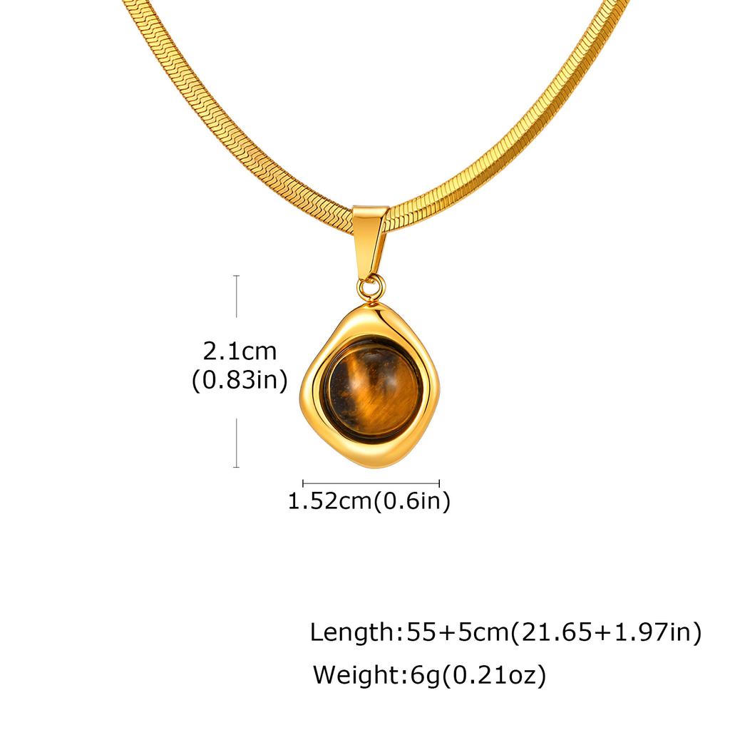 Vnox Natural Stone Pendant Necklace, Stainless Steel Blade Chain, Obsidian Tiger Eye Turquoise Lapis Stone Jewelry Gift for Men