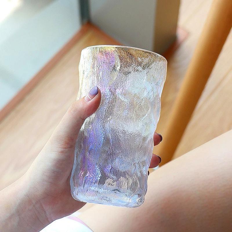 238ml/300ml Colorful Glass Cups Honeycomb Patterned Beverage Cup Wine Glass Bar Cocktail Glass Summer Home Juice Soda Water Cups